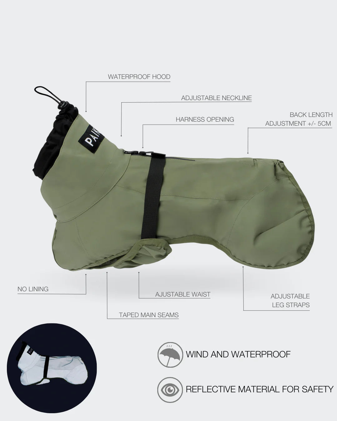 Imperméable réflechissant vert