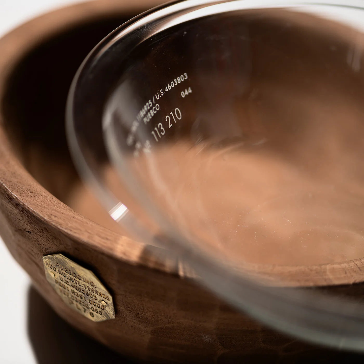 Gamelle en bois vintage avec récipient en verre
