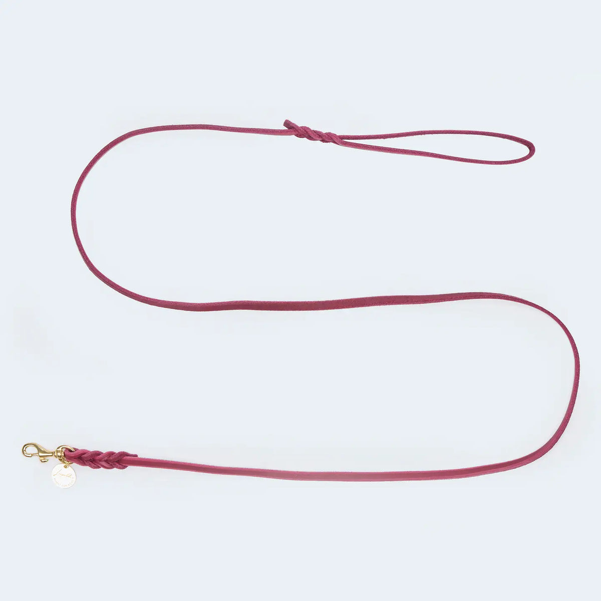 Laisse fine Bordeaux en cuir gras