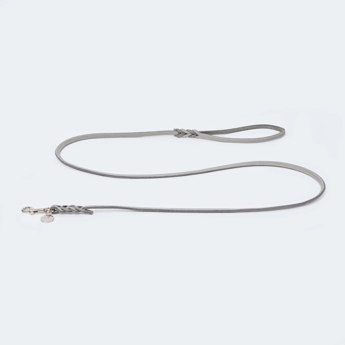 Laisse fine Gris en cuir gras