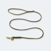 Laisse fine Olive en cuir gras