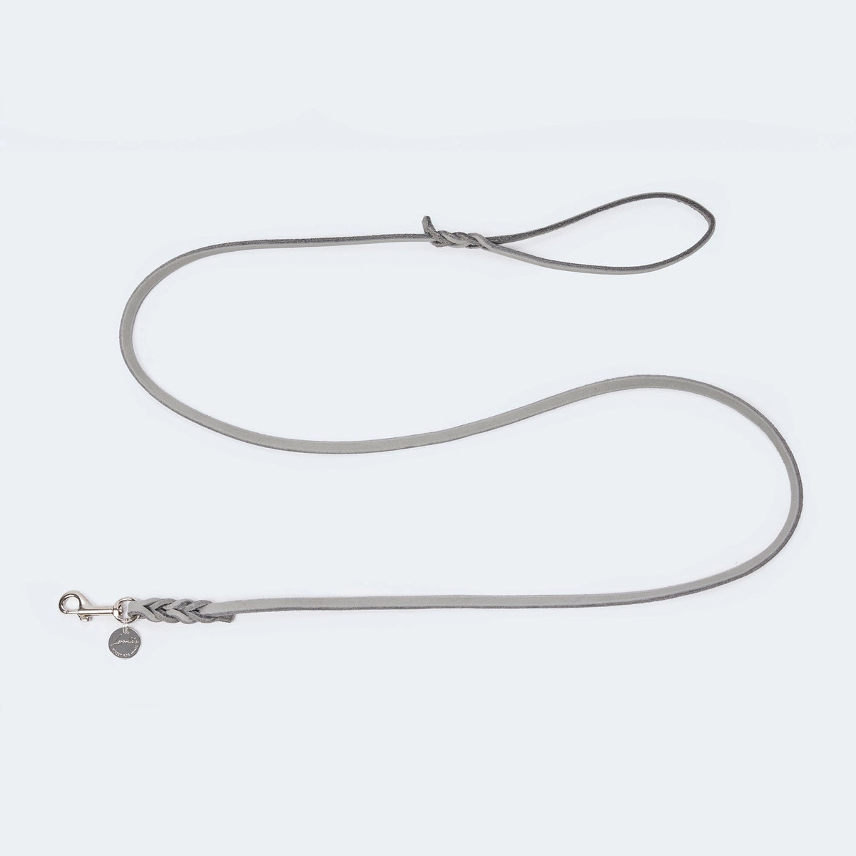 Laisse fine Gris en cuir gras