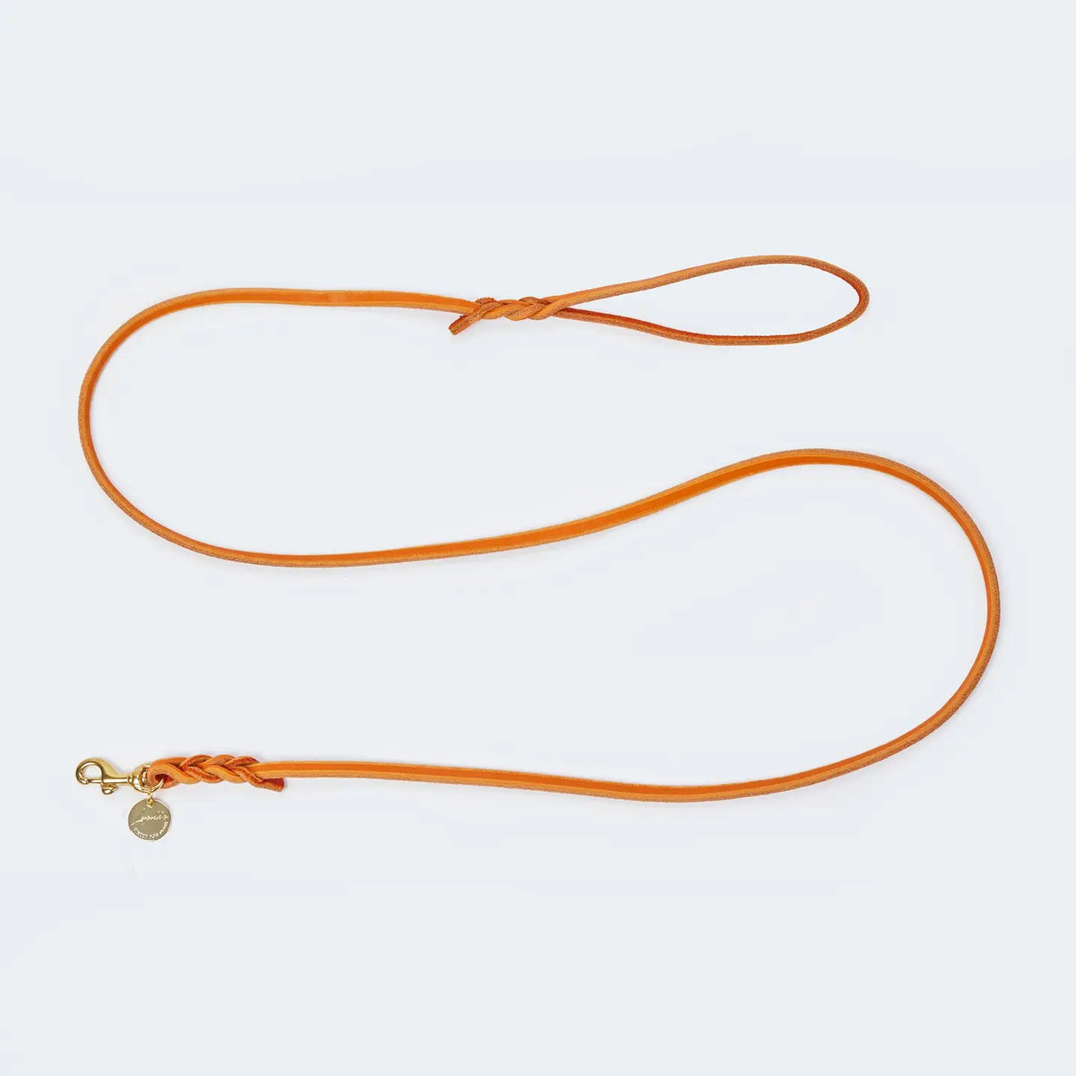 Laisse fine Orange en cuir gras