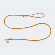 Laisse fine Orange en cuir gras