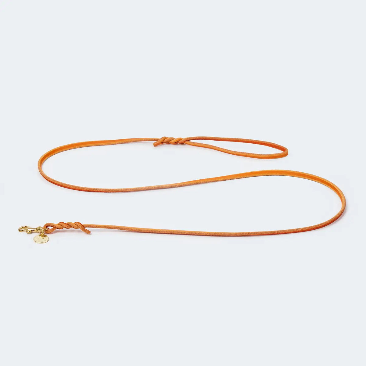 Laisse fine Orange en cuir gras