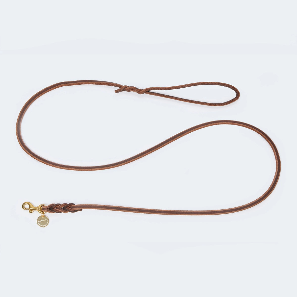 Laisse fine Marron en cuir gras