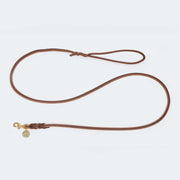 Laisse fine Marron en cuir gras