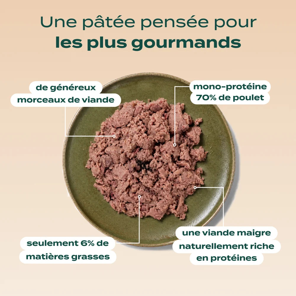 Pâtée chien light - Poulet, Framboise, Origan