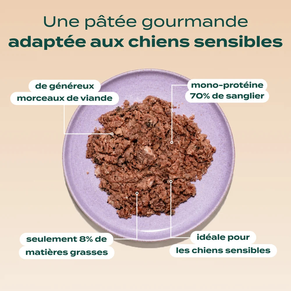 Pâtée chien sensible - Sanglier, Myrtille et Romarin