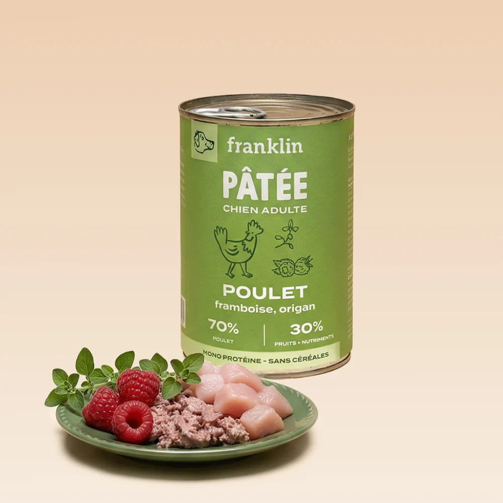 Pâtée chien light - Poulet, Framboise, Origan
