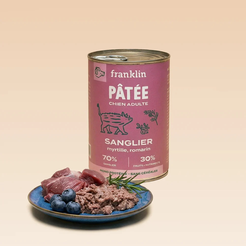 Pâtée chien sensible - Sanglier, Myrtille et Romarin