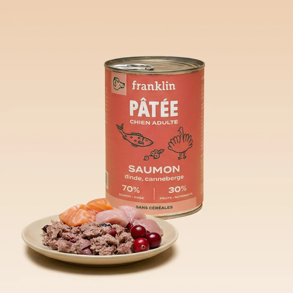 Pâtée pour chien - Saumon, Dinde et Canneberge