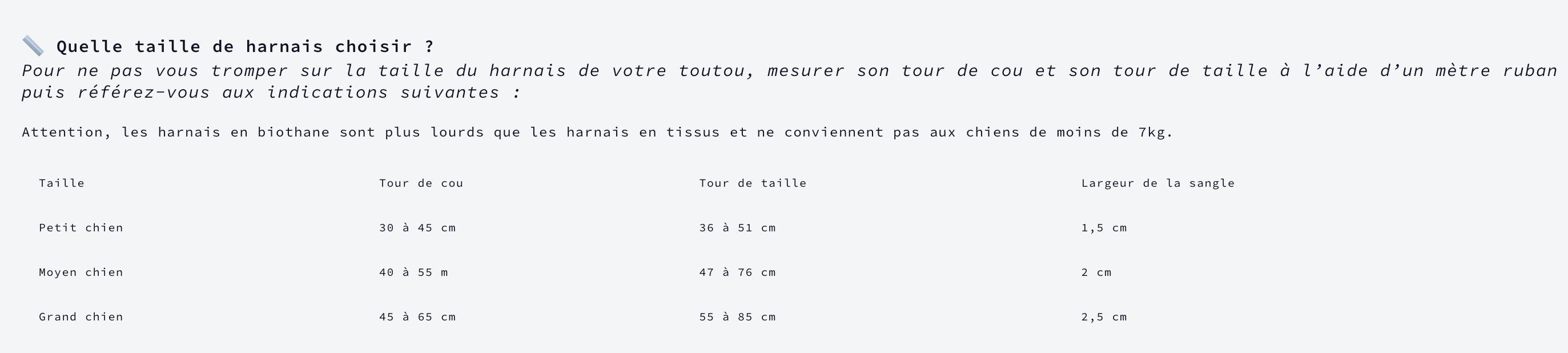 Harnais en Biothane Tonka