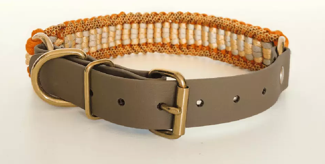 Collier tressé Biothane/Paracorde - Orange