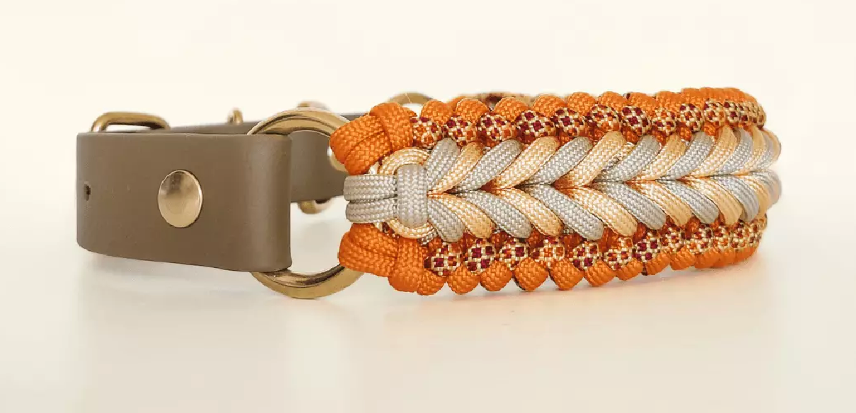 Collier tressé Biothane/Paracorde - Orange