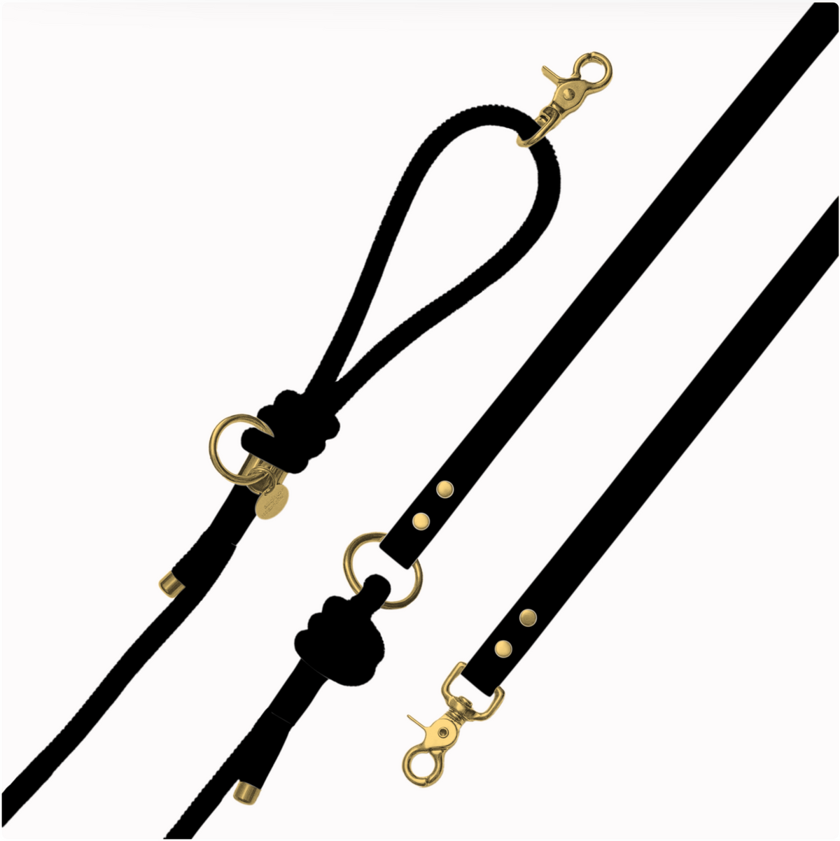 Laisse mains libres Noir corde et biothane