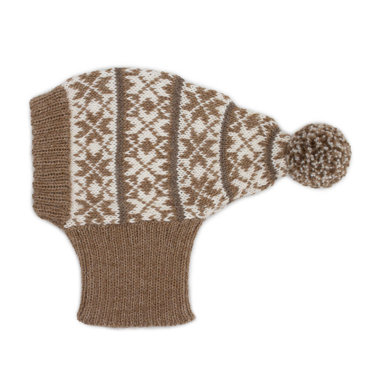 Bonnet de Noël en alpaga naturel pour chien, motif flocon de neige