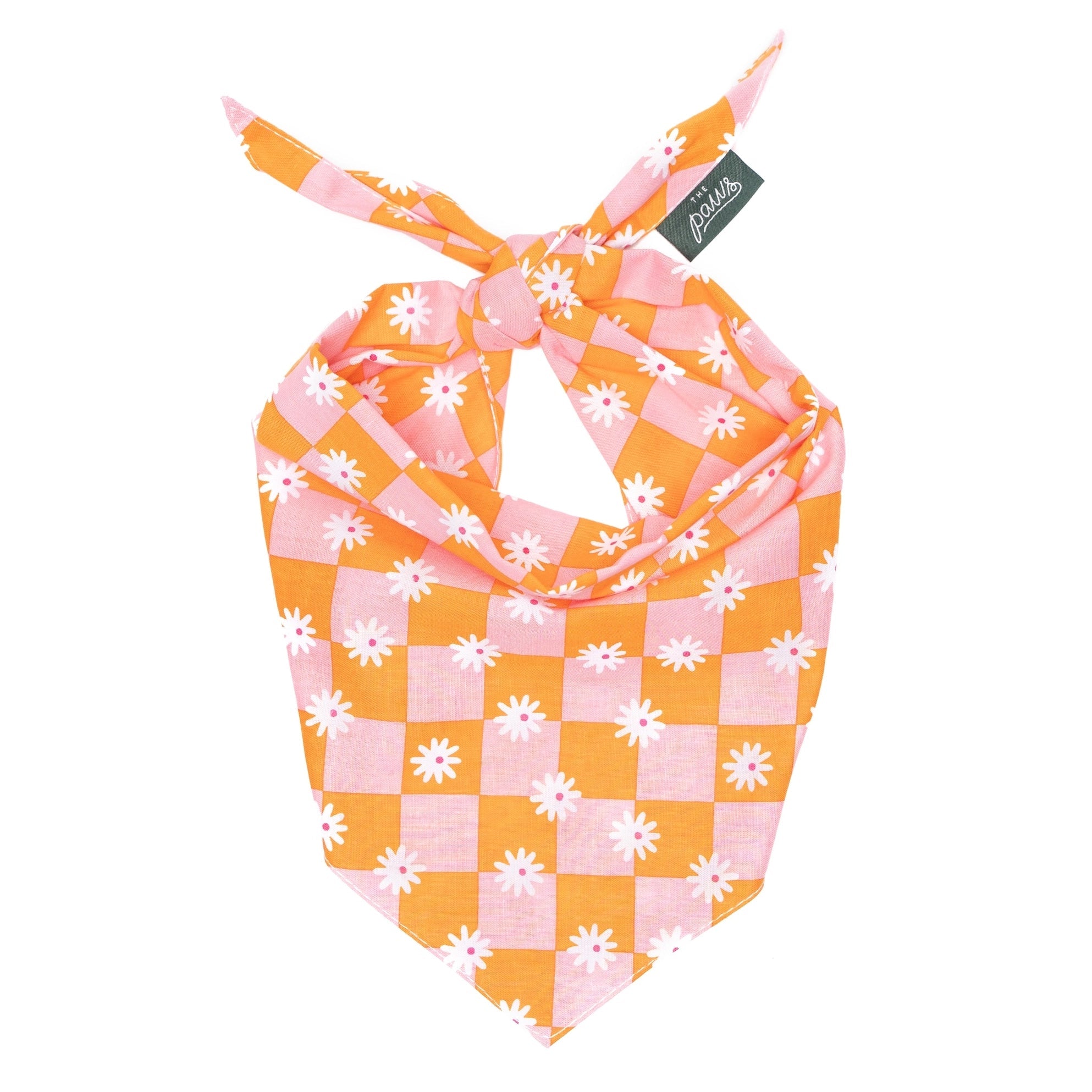 Bandana orange et rose à damiers