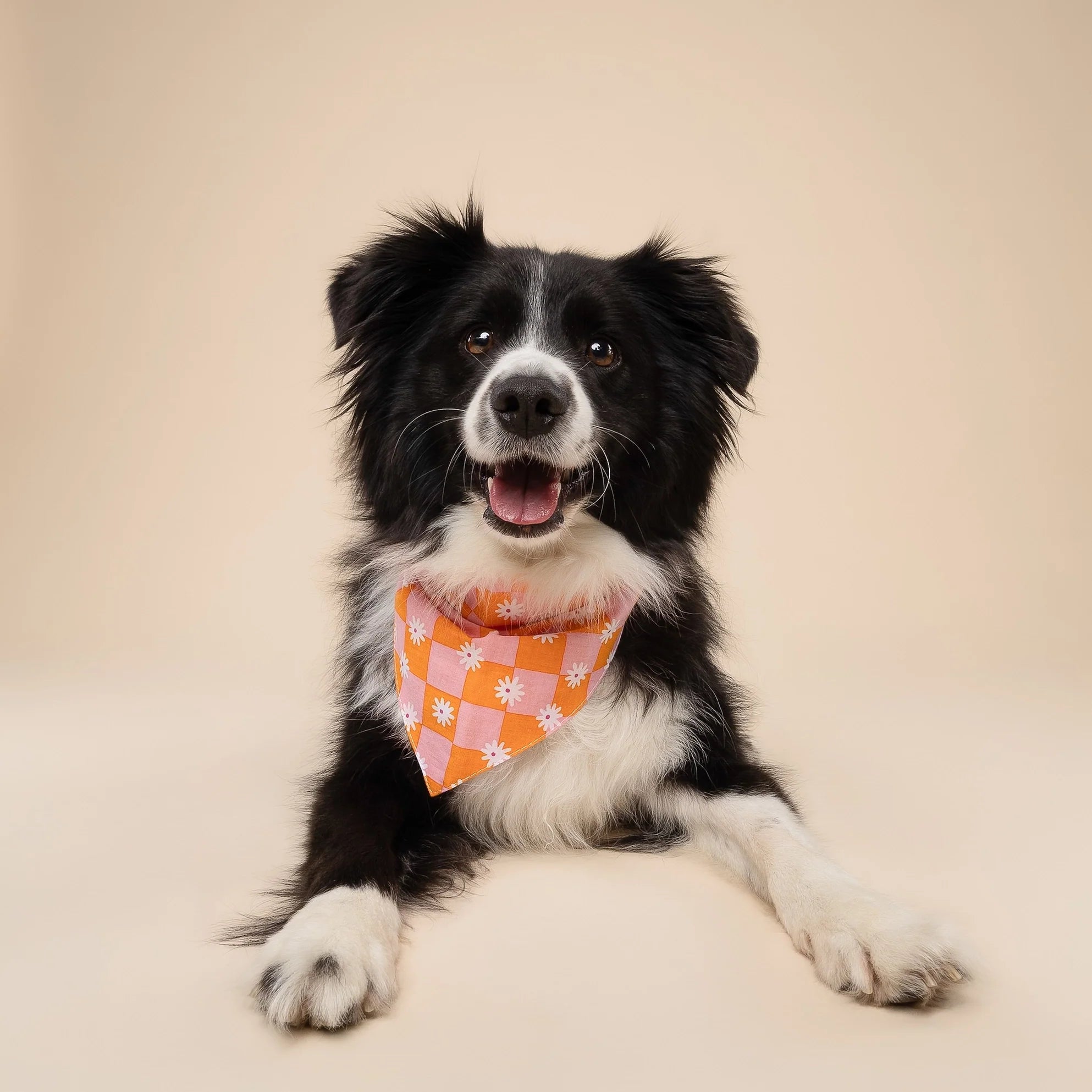 Bandana orange et rose à damiers