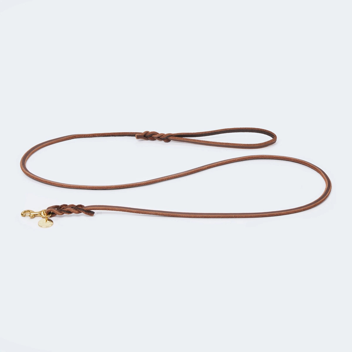 Laisse fine Marron en cuir gras