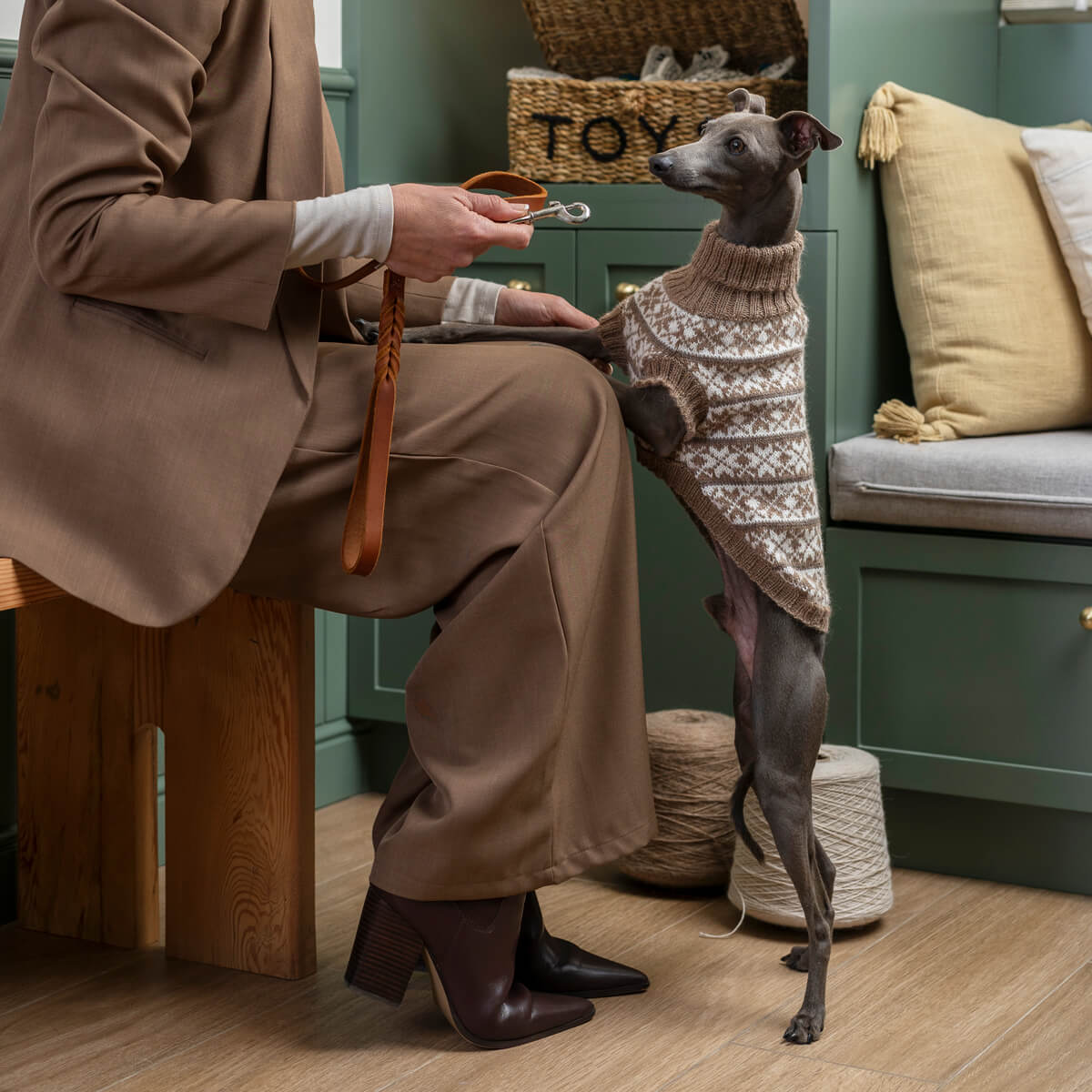 Pull de Noël pour chien en alpaga à motif flocons de neige