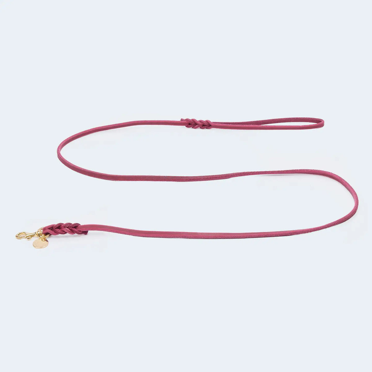 Laisse fine Bordeaux en cuir gras