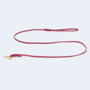 Laisse fine Bordeaux en cuir gras