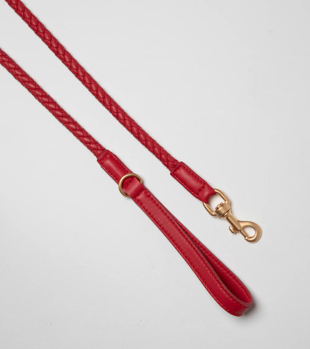 Laisse tressée en cuir Ferdinando