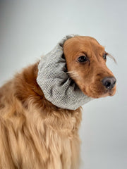 Snood beige à rayures bleues en lin