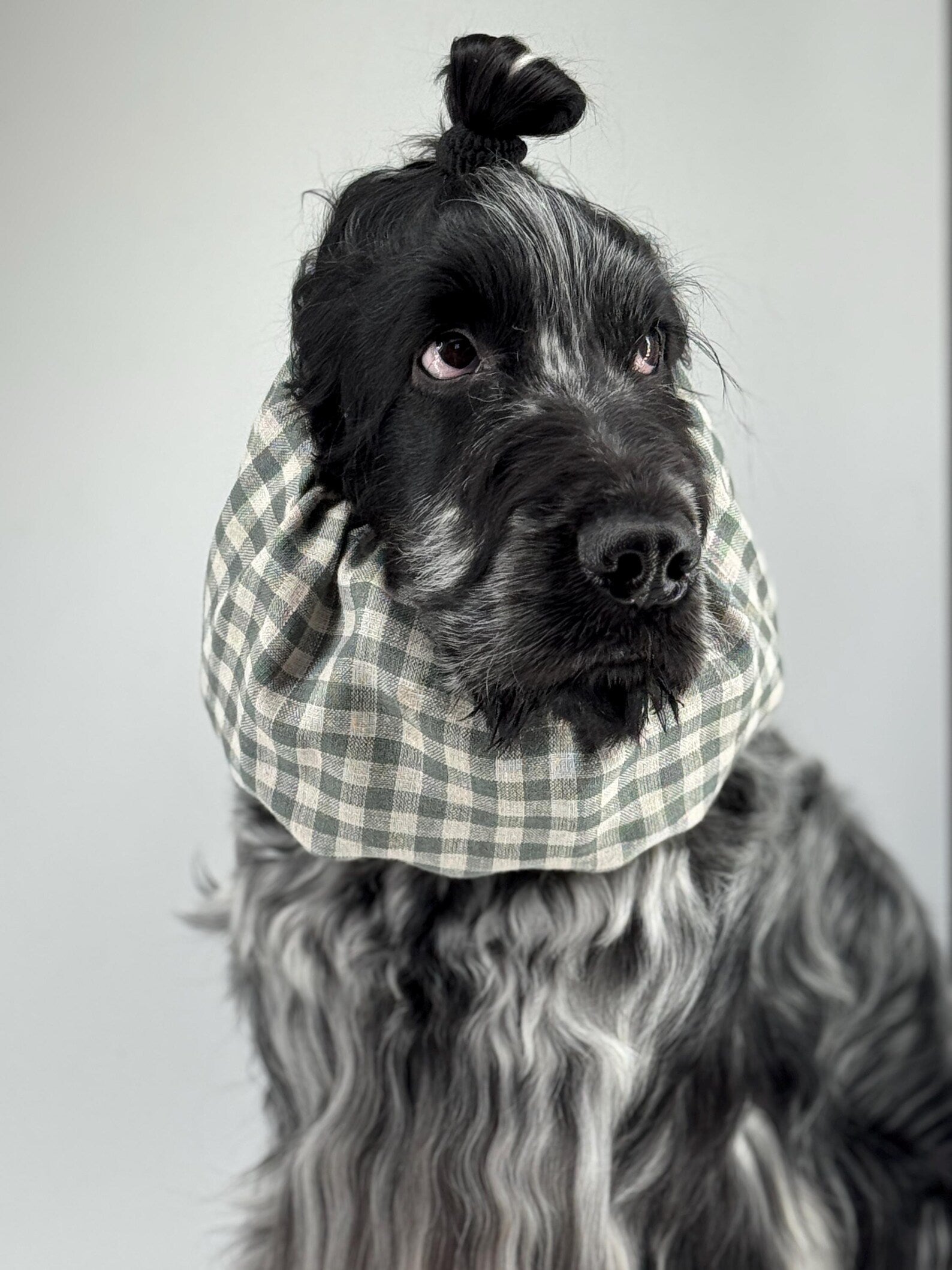 Snood en lin vichy vert