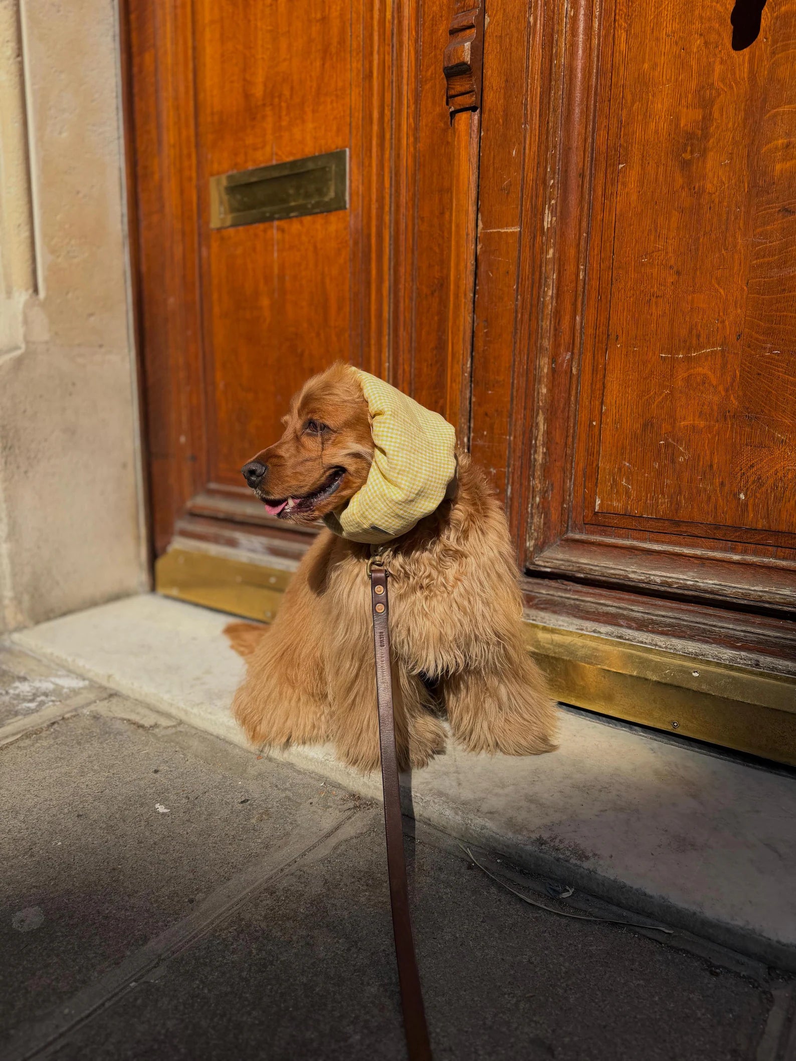 Snood vichy jaune en lin