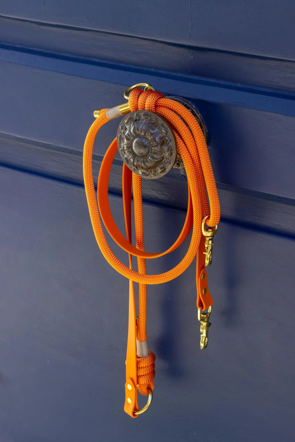 Laisse mains libres Orange en corde et Biothane