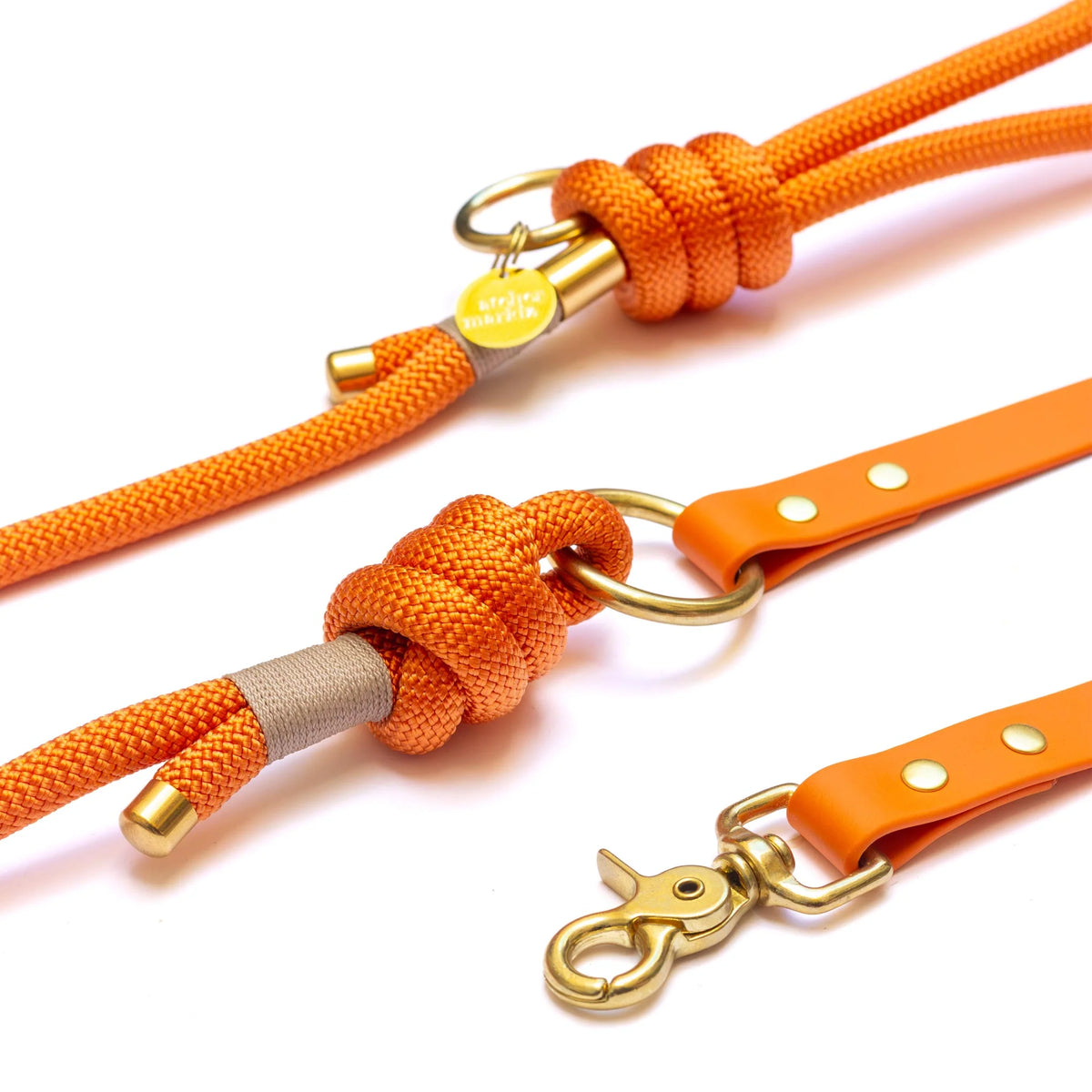 Laisse mains libres Orange en corde et Biothane