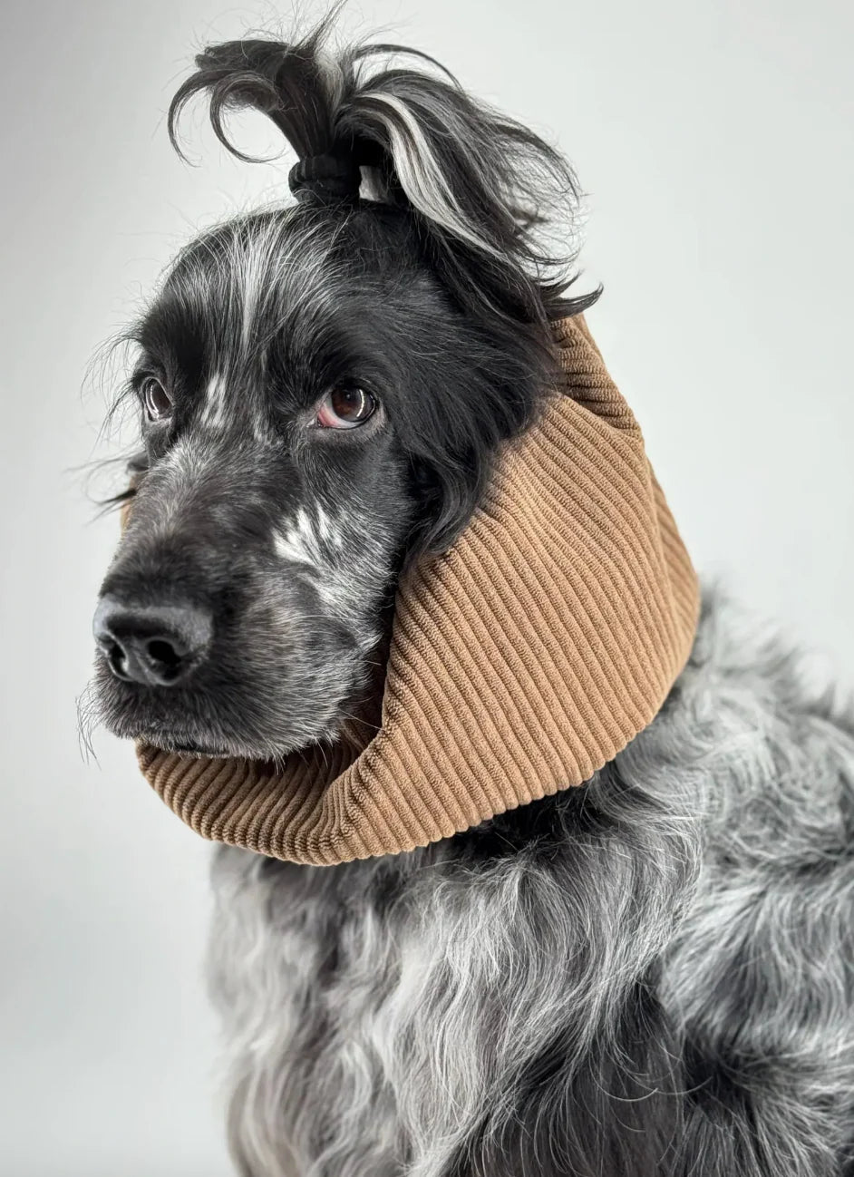 Snood velours marron côtelé clair