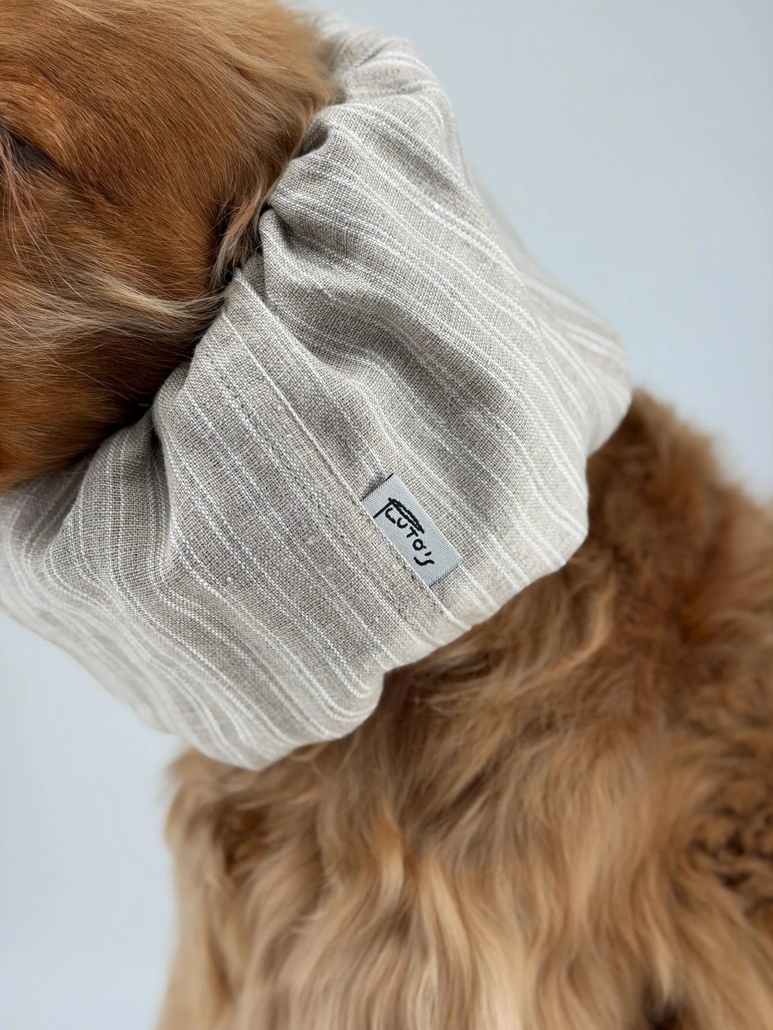 Snood beige à rayures en lin