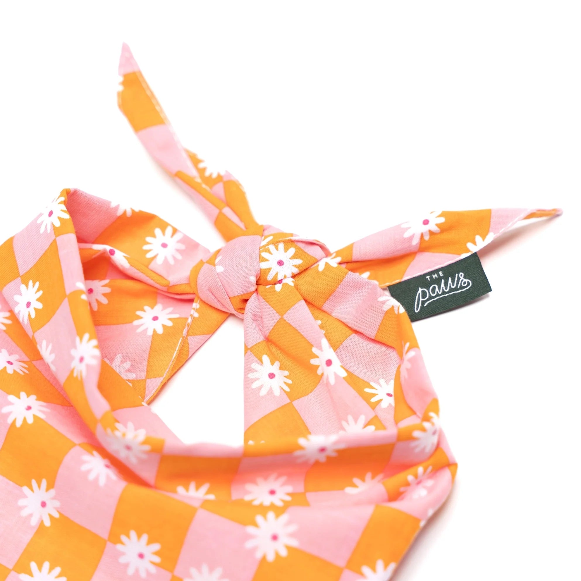 Bandana orange et rose à damiers